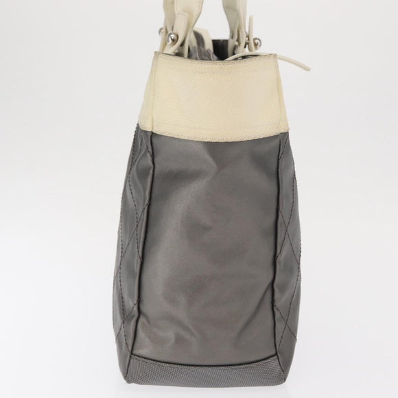 CHANEL Paris Biarritz GM Tote Bag Nylon Silver CC Auth BA10114