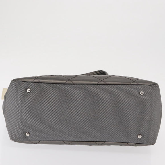 CHANEL Paris Biarritz GM Tote Bag Nylon Silver CC Auth BA10114