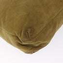 LOEWE Clutch Bag Suede Khaki Gold Auth BA10116-14