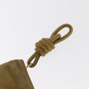 LOEWE Clutch Bag Suede Khaki Gold Auth BA10116-9