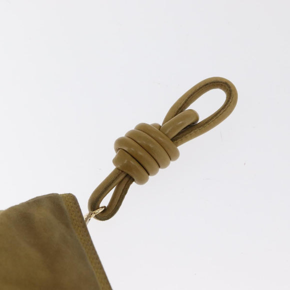 LOEWE Clutch Bag Suede Khaki Gold Auth BA10116