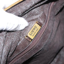 LOEWE Clutch Bag Suede Khaki Gold Auth BA10116-10