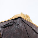 LOEWE Clutch Bag Suede Khaki Gold Auth BA10116-16