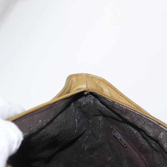 LOEWE Clutch Bag Suede Khaki Gold Auth BA10116