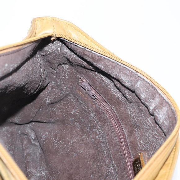 LOEWE Clutch Bag Suede Khaki Gold Auth BA10116