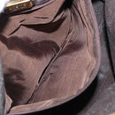 LOEWE Clutch Bag Suede Khaki Gold Auth BA10116-12