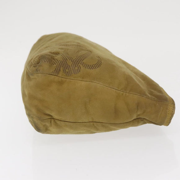 LOEWE Clutch Bag Suede Khaki Gold Auth BA10116