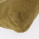 LOEWE Clutch Bag Suede Khaki Gold Auth BA10116-7