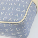 BVLGARI Shoulder Bag Canvas Blue Silver Auth BA10117-9