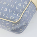 BVLGARI Shoulder Bag Canvas Blue Silver Auth BA10117-15