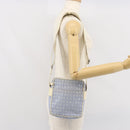 BVLGARI Shoulder Bag Canvas Blue Silver Auth BA10117-23