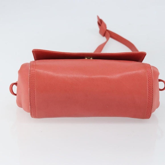 LOEWE Anagram Shoulder Bag Leather Pink Gold Auth BA10118