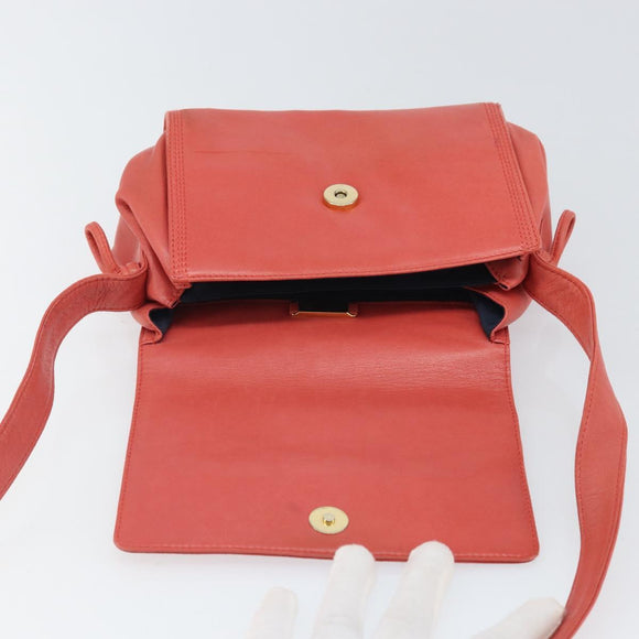 LOEWE Anagram Shoulder Bag Leather Pink Gold Auth BA10118