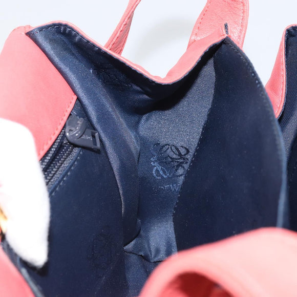 LOEWE Anagram Shoulder Bag Leather Pink Gold Auth BA10118