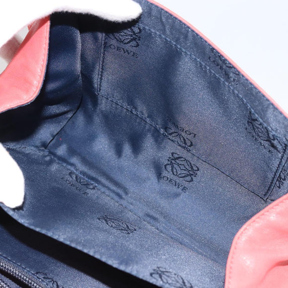 LOEWE Anagram Shoulder Bag Leather Pink Gold Auth BA10118