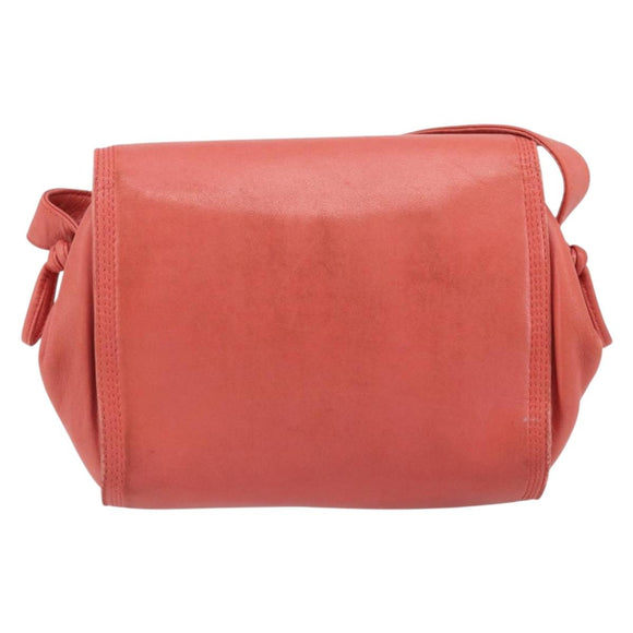 LOEWE Anagram Shoulder Bag Leather Pink Gold Auth BA10118