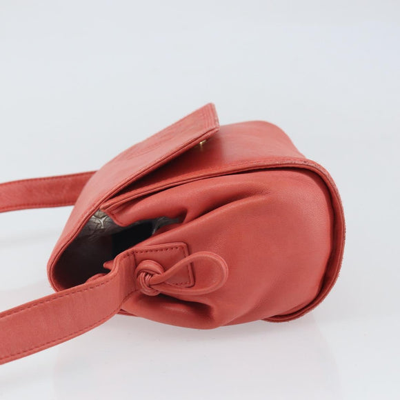 LOEWE Anagram Shoulder Bag Leather Pink Gold Auth BA10118