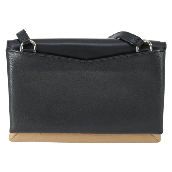 GIVENCHY Shoulder Bag Leather Black Silver Auth BA10120