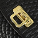 BALLY Hand Bag Leather 2way Black Gold Auth BA10122-21