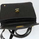 BALLY Hand Bag Leather 2way Black Gold Auth BA10122-9