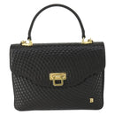 BALLY Hand Bag Leather 2way Black Gold Auth BA10122-13