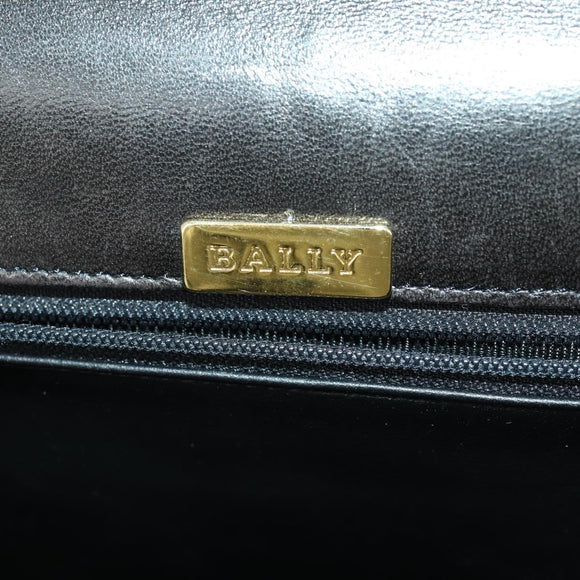 BALLY Hand Bag Leather 2way Black Gold Auth BA10122