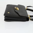 BALLY Hand Bag Leather 2way Black Gold Auth BA10122-3
