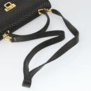 BALLY Hand Bag Leather 2way Black Gold Auth BA10122-7