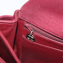 CHANEL Matelasse Shoulder Bag Cotton Bordeaux Silver CC Auth BA10124-22