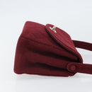 CHANEL Matelasse Shoulder Bag Cotton Bordeaux Silver CC Auth BA10124-3