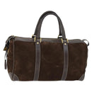 GUCCI Hand Bag Suede Brown Gold 012 468 40 58 Auth BA10128-1