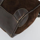 GUCCI Hand Bag Suede Brown Gold 012 468 40 58 Auth BA10128-8