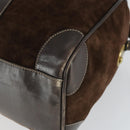 GUCCI Hand Bag Suede Brown Gold 012 468 40 58 Auth BA10128-16