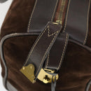 GUCCI Hand Bag Suede Brown Gold 012 468 40 58 Auth BA10128-10