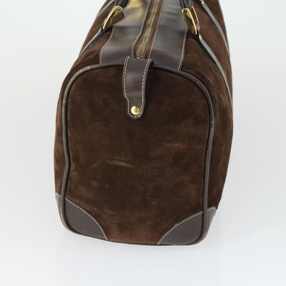 GUCCI Hand Bag Suede Brown Gold 012 468 40 58 Auth BA10128