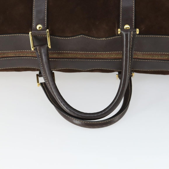 GUCCI Hand Bag Suede Brown Gold 012 468 40 58 Auth BA10128