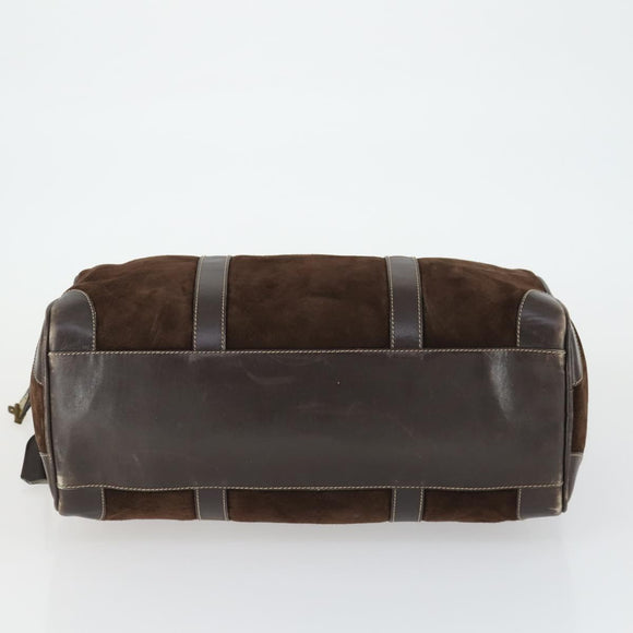 GUCCI Hand Bag Suede Brown Gold 012 468 40 58 Auth BA10128