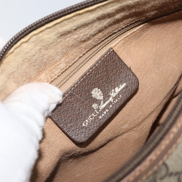 GUCCI GG Supreme Web Sherry Line Bag PVC Beige Gold 89 02 077 Auth BA10130