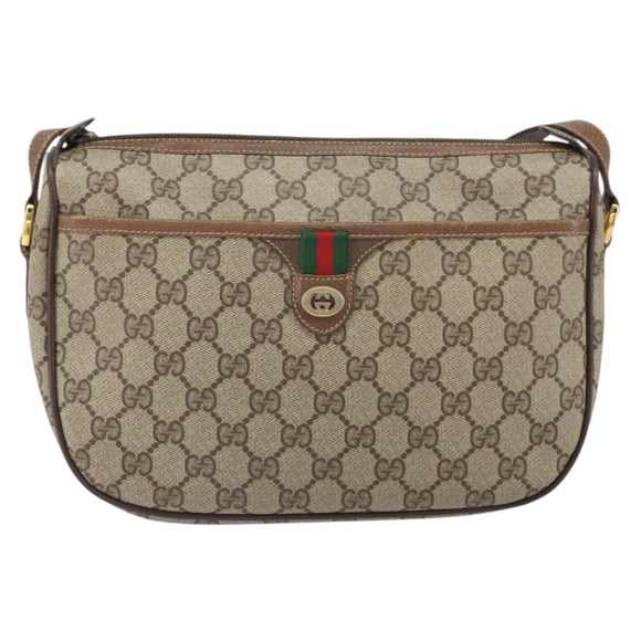 GUCCI GG Supreme Web Sherry Line Bag PVC Beige Gold 89 02 077 Auth BA10130