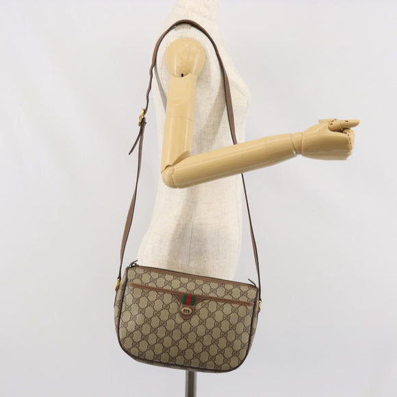 GUCCI GG Supreme Web Sherry Line Bag PVC Beige Gold 89 02 077 Auth BA10130
