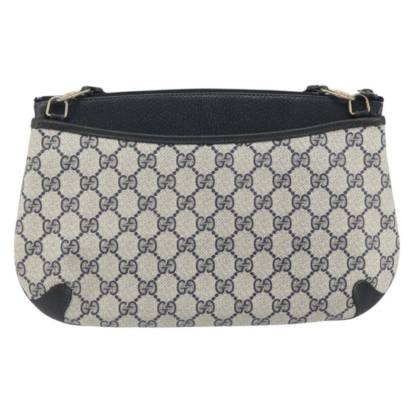 GUCCI GG Supreme Sherry Line Shoulder Bag PVC Navy Gold 39 02 026 Auth BA10131