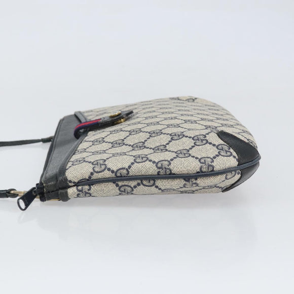 GUCCI GG Supreme Sherry Line Shoulder Bag PVC Navy Gold 39 02 026 Auth BA10131
