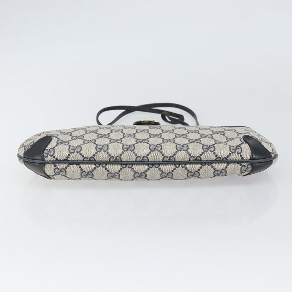 GUCCI GG Supreme Sherry Line Shoulder Bag PVC Navy Gold 39 02 026 Auth BA10131