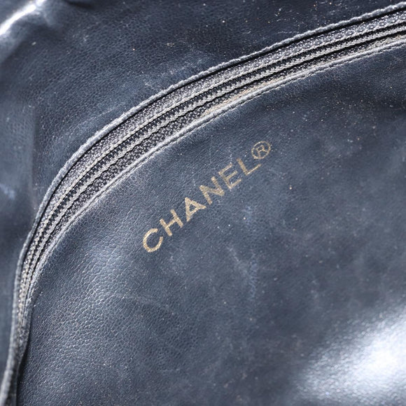 CHANEL Matelasse Chain Shoulder Bag Lamb Skin Black Gold CC Auth BA10132