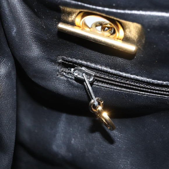 CHANEL Matelasse Chain Shoulder Bag Lamb Skin Black Gold CC Auth BA10132