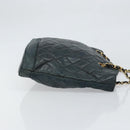 CHANEL Matelasse Chain Shoulder Bag Lamb Skin Black Gold CC Auth BA10132-3