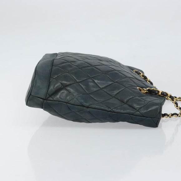 CHANEL Matelasse Chain Shoulder Bag Lamb Skin Black Gold CC Auth BA10132