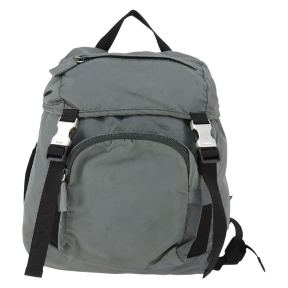 PRADA Backpack Nylon Gray Silver Auth BA10134