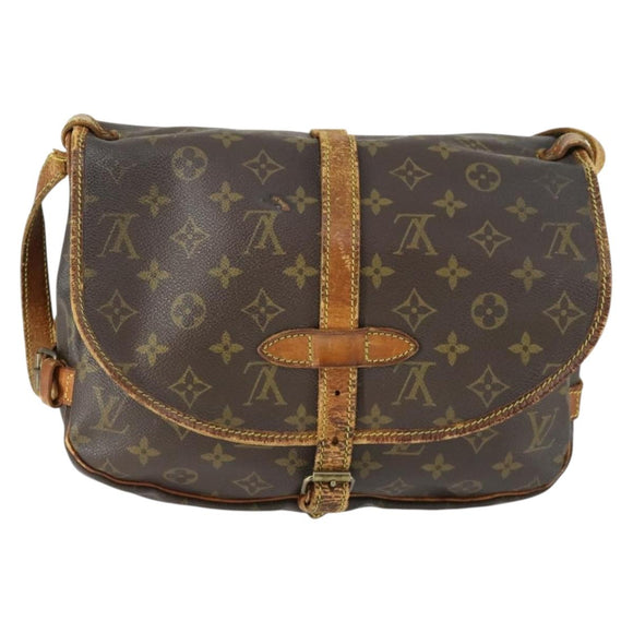 LOUIS VUITTON Monogram Saumur 30 Shoulder Bag M42256 LV Auth BA10158