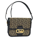CELINE C Sulky Shoulder Bag Canvas Navy Gold Auth BA1018-1